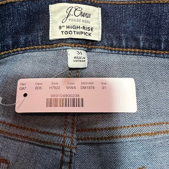 J. Crew Women's NWT 9" High Rise Toothpick Jeans Size 31 - Picture 7 of 8